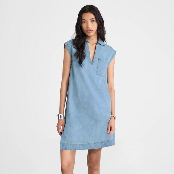 Madewell Dresses & Skirts - NWT Madewell Denim Tunic Dress Mini Shift Kelleyville Wash Blue Women's Size L